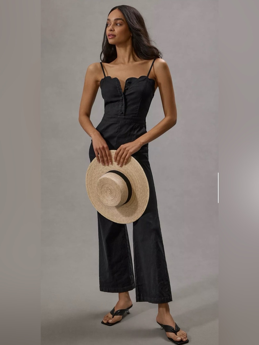 Anthropologie Maeve Femme Scalloped Jumpsuit Sz 6